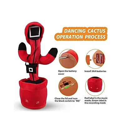 Jucarie interactiva tip cactus model Squid Game cu LED-uri Dansator Vorbitor Imita ROSU Jucarie interactiva tip cactus model Squid Game cu LED-uri Dansator Vorbitor Imita ROSU