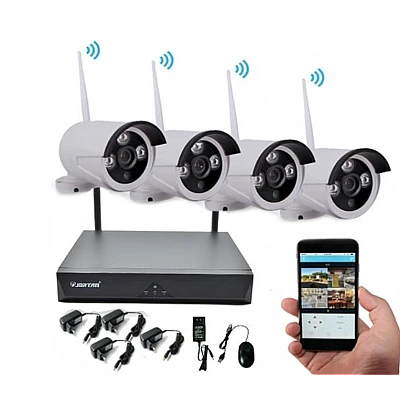 KIT de supraveghere Wireless JORTAN 4 camere HDMI Infrarosu Vizualizare pe Telefon KIT de supraveghere Wireless JORTAN 4 camere HDMI Infrarosu Vizualizare pe Telefon