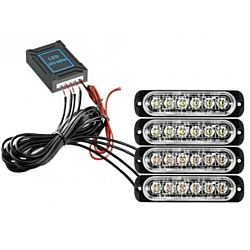 Kit 4 lumini stroboscop 7 functii 12V Galben