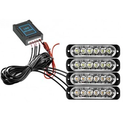 Kit 4 lumini stroboscop 7 functii 12V Galben