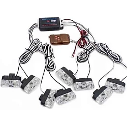 Kit 8 lumini stroboscop 7 functii 12V Galben