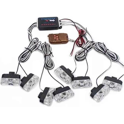 Kit 8 lumini stroboscop 7 functii 12V Galben Kit 8 lumini stroboscop 7 functii 12V Galben