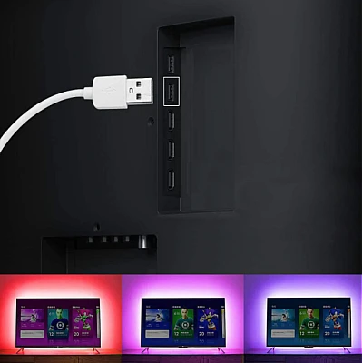 Kit Banda RGB LED TV modulara 4 prinderi cu Bluetooth 021AB