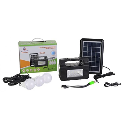 Kit cu panou solar EP-0138 cu difuzor 3 becuri6V - 3.2W Kit cu panou solar EP-0138 cu difuzor 3 becuri6V - 3.2W