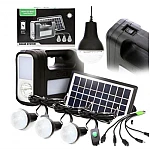 Kit solar GD-Lite 8017 dotat cu dispozitive USB cu 3 becuri LED + acumulator de mare capacitate