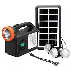 Kit solar de iluminare GD Times GD-102, 3 becuri, boxa BT, radio, 80W XL