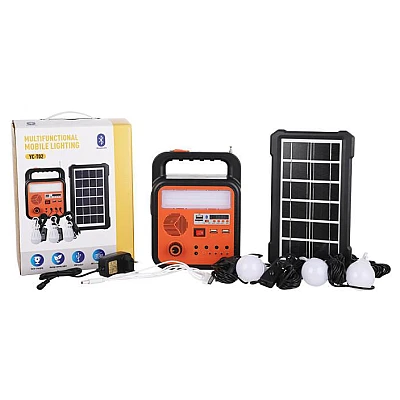 Kit solar YC-T02 cu lanterna si 3 becuri Kit solar YC-T02 cu lanterna si 3 becuri