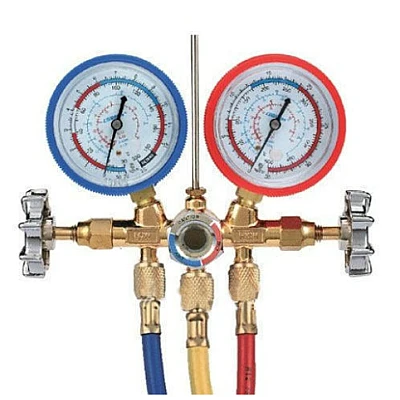 Kit verificat AC cu 2 manometre 2 robineti si 3 furtune 90cm pentru aer conditionat / Freon Kit verificat AC cu 2 manometre 2 robineti si 3 furtune 90cm pentru aer conditionat / Freon