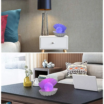 Lampa De Veghe In Forma de Scoica Cu Perla In Interior 8 Culori LED Lampa De Veghe In Forma de Scoica Cu Perla In Interior 8 Culori LED