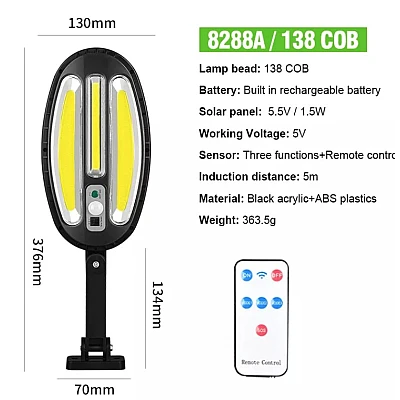 Lampa Solara HB-8288A OVALA 138 LED COB Lampa Solara HB-8288A OVALA 138 LED COB