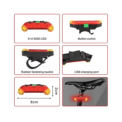 Lampa Stop bicicleta QX-W03 7 LED-uri Rosu-Galben Lampa Stop bicicleta QX-W03 7 LED-uri Rosu-Galben