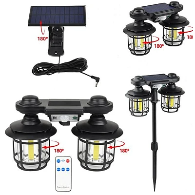 Felinar solar dublu 192 LED cu senzor miscare telecomanda si suport 30W cod JD 2217 Felinar solar dublu 192 LED cu senzor miscare telecomanda si suport 30W cod JD 2217