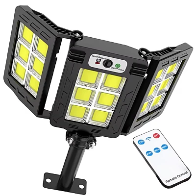 Lampa solara 30w tripla de perete cu senzor de lumina si miscare cu telecomanda IP65 Lampa solara 30w tripla de perete cu senzor de lumina si miscare cu telecomanda IP65