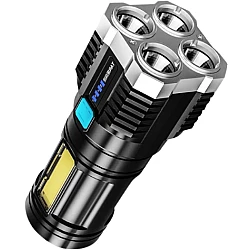 Lanterna cu 4 LED-uri reincarcabila prin USB super-luminoasa raza actiune 300m