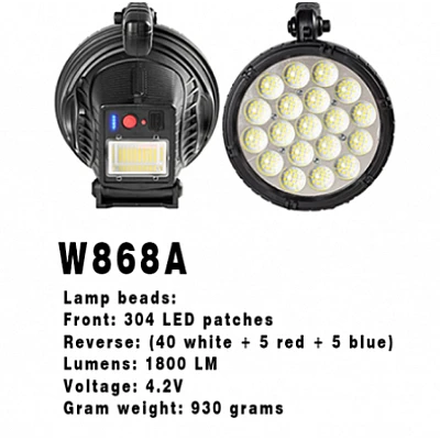 Lanterna profesionala W868A LED 90W cu acumulator la USB semnalizare Lanterna profesionala W868A LED 90W cu acumulator la USB semnalizare