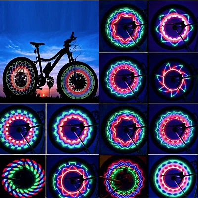Lumini spite bicicleta, 32 LED multicolor cu 30 moduri iluminare Lumini spite bicicleta, 32 LED multicolor cu 30 moduri iluminare