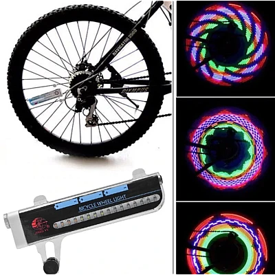 Lumini spite bicicleta, 32 LED multicolor cu 30 moduri iluminare Lumini spite bicicleta, 32 LED multicolor cu 30 moduri iluminare