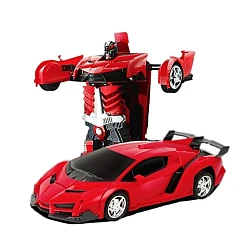 Masina transformer rosie  interactiva cu telecomanda