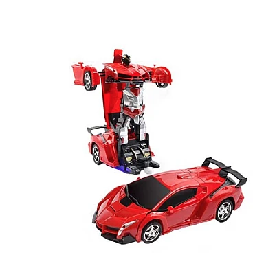 Masina transformer rosie  interactiva cu telecomanda
