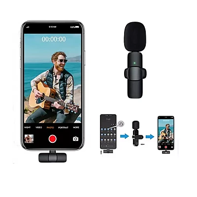 Microfon wireless K8 tip lavaliera conector USB tip C/iPhone Microfon wireless K8 tip lavaliera conector USB tip C/iPhone
