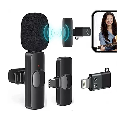 Microfon wireless K8 tip lavaliera conector USB tip C/iPhone Microfon wireless K8 tip lavaliera conector USB tip C/iPhone