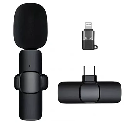 Microfon wireless K8 tip lavaliera conector USB tip C/iPhone Microfon wireless K8 tip lavaliera conector USB tip C/iPhone