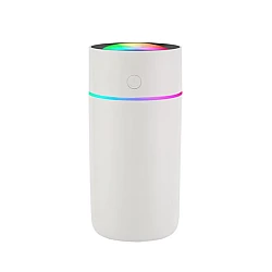 Mini umidificator portabil silentios cu 7 culori LED 320ml Alb