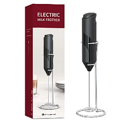 Mixer spuma de lapte negru cu stand vertical ideal pentru cappuccino