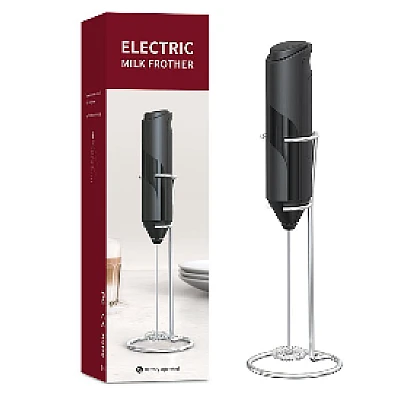 Mixer spuma de lapte negru cu stand vertical ideal pentru cappuccino Mixer spuma de lapte negru cu stand vertical ideal pentru cappuccino