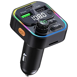 Modulator FM Auto cu Funcție Bluetooth Wireless RGB 7 Culori 