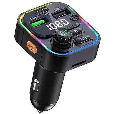 Modulator FM Auto cu Funcție Bluetooth Wireless RGB 7 Culori Modulator FM Auto cu Funcție Bluetooth Wireless RGB 7 Culori