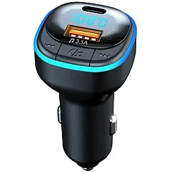 Modulator FM C33 Radio functie Bluetooth Led Multicolor USB A USB C Negru￼