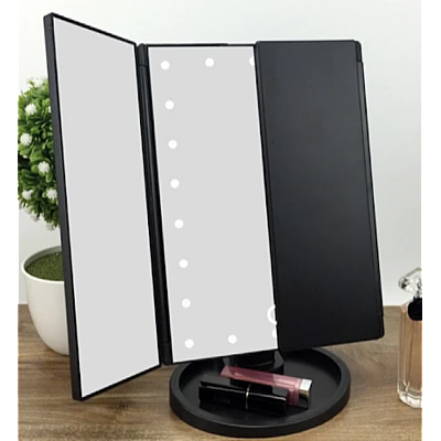 Oglinda cosmetica LED extensibila cu buton tactil Oglinda cosmetica LED extensibila cu buton tactil