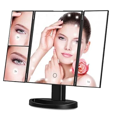 Oglinda cosmetica LED extensibila cu buton tactil Oglinda cosmetica LED extensibila cu buton tactil