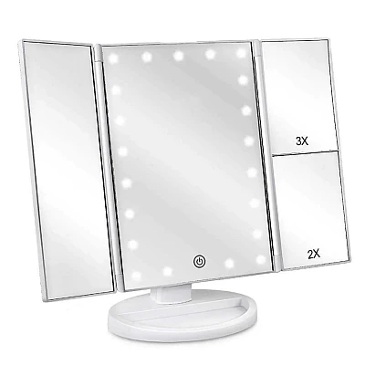Oglinda cosmetica LED extensibila cu buton tactil Oglinda cosmetica LED extensibila cu buton tactil