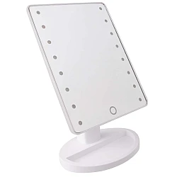 Oglinda pentru machiaj 16 LEDuri ecran tactil cu baza suport bijuterii Usb Alb