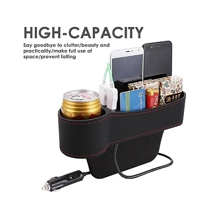 Organizator auto cu 2 porturi USB, suport de pahare Organizator auto cu 2 porturi USB, suport de pahare