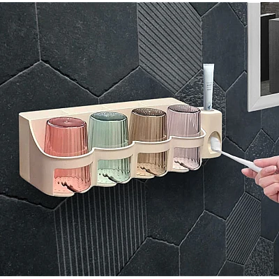 Organizator baie RA-875B cu carlige si dozator pentru pasta de dinti Organizator baie RA-875B cu carlige si dozator pentru pasta de dinti