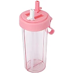 Pahar dublu 600 ml cu 2 paie ROZ