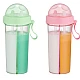 Pahar dublu 600 ml cu 2 paie ROZ Pahar dublu 600 ml cu 2 paie ROZ