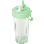 Pahar dublu 600 ml cu 2 paie VERDE