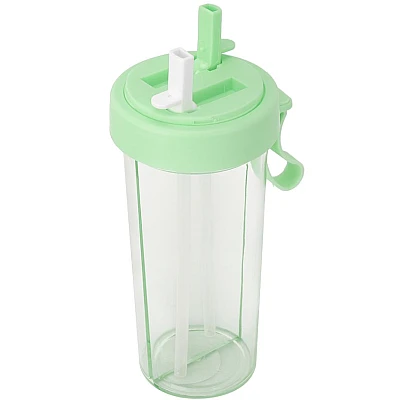 Pahar dublu 600 ml cu 2 paie VERDE Pahar dublu 600 ml cu 2 paie VERDE