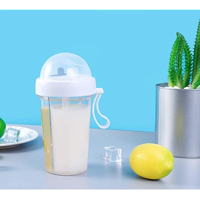 Pahar dublu pentru apa 400 ml cu 2 paie Pahar dublu pentru apa 400 ml cu 2 paie