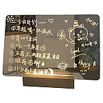 Panou luminos acrilic tip tabla de notite transparenta cu baza din lemn
