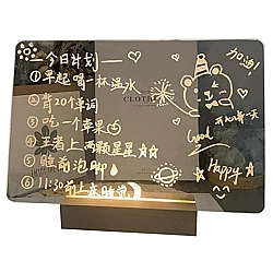 Panou luminos acrilic tip tabla de notite transparenta cu baza din lemn