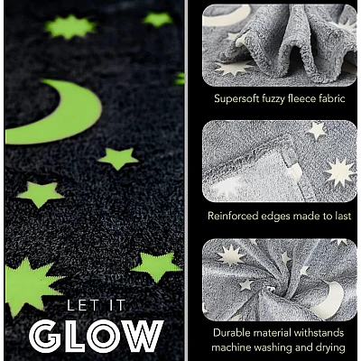 Patura pufoasa fosforescenta stelute GLOW IN THE DARK Patura pufoasa fosforescenta stelute GLOW IN THE DARK