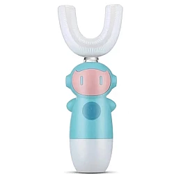 Periuta de dinti electrica pentru copii, forma de U, ALBASTRA