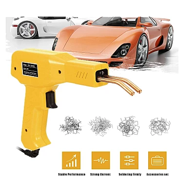 Trusa neagra cu Pistol de lipit din plastic cu capse termice 100W Trusa neagra cu Pistol de lipit din plastic cu capse termice 100W