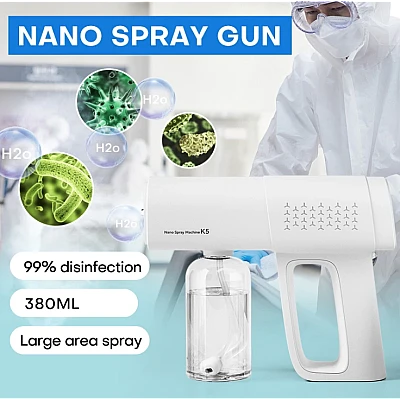 Pistol de pulverizare K5 pentru dezinfectie, Incarcare USB, Nanotehnologie, Umidificare/Dezinfectare/Atomizare, 380ml