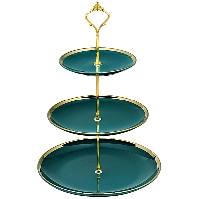 Platou Prajituri Supraetajat 3 Niveluri Verde (plastic)